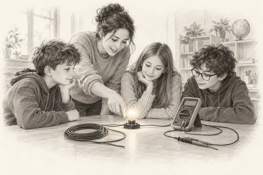 Ilustrație în grafit din partea a VIII-a: Electricitatea